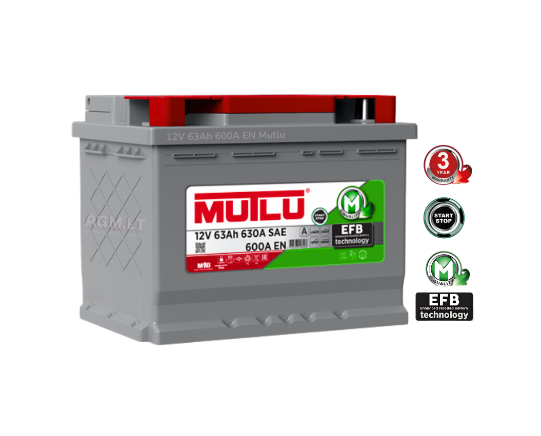 MUTLU 63AH 600A EFB -/+