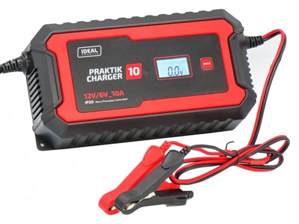 IDEAL PRAKTIK CHARGER 10 LCD Automatinis akumuliatoriaus įkroviklis 6 V/12 V 2 A/10 A PCHARGE10 akumuliatorius