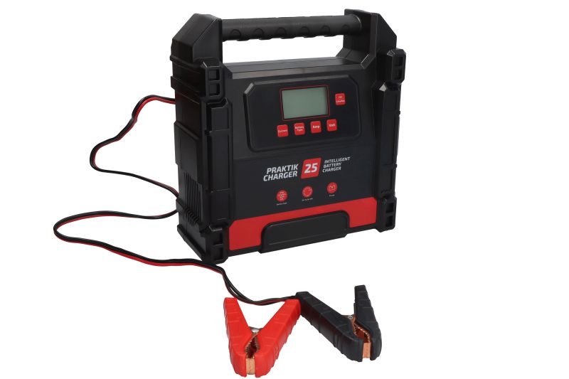 IDEAL PRAKTIK CHARGER 25 LCD Automatinis akumuliatoriaus įkroviklis 12 V/24 V 5 A/12 A/25 A PCHARGE25