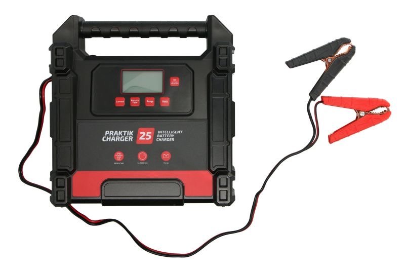 IDEAL PRAKTIK CHARGER 25 LCD Automatinis akumuliatoriaus įkroviklis 12 V/24 V 5 A/12 A/25 A PCHARGE25