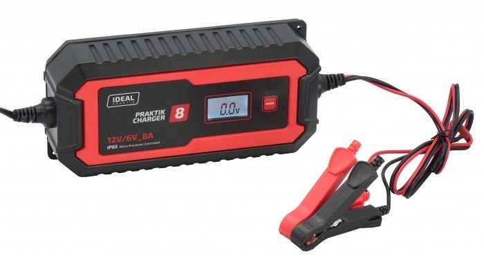 IDEAL PRAKTIK CHARGER 8 LCD Automatinis akumuliatoriaus įkroviklis 12 V 2 A/8 A