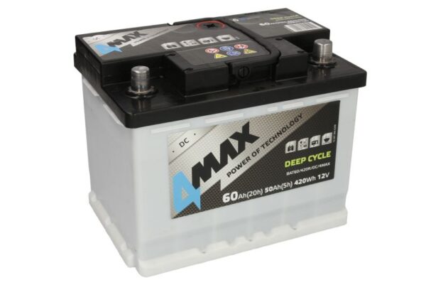 4MAX BAT60/420R/DC/4MAX 12V 60Ah 420Wh -/+ gilaus iškrovimo akumuliatorius