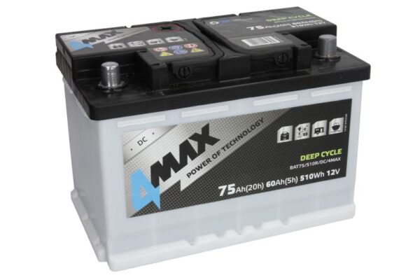 4MAX BAT75/510R/DC/4MAX 12V 75Ah 510Wh -/+ gilaus iškrovimo akumuliatorius