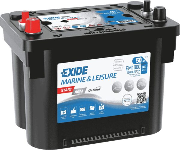 Exide EM1000 12V 50Ah 800A +/- akumuliatorius