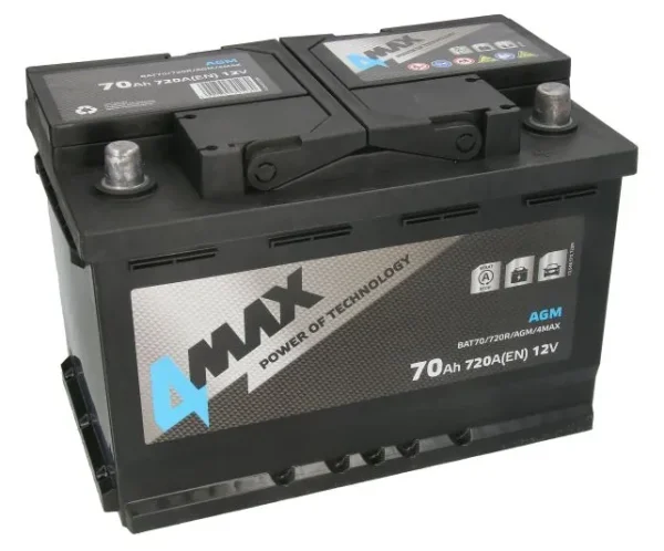 4MAX BAT70/720R/AGM 70Ah 720A AGM -/+ akumuliatorius
