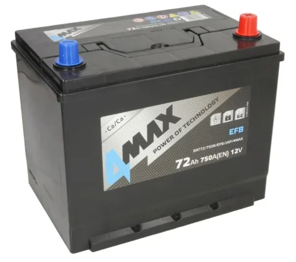 4MAX BAT72/750R/EFB/JAP 72Ah 750A EFB -/+ akumuliatorius
