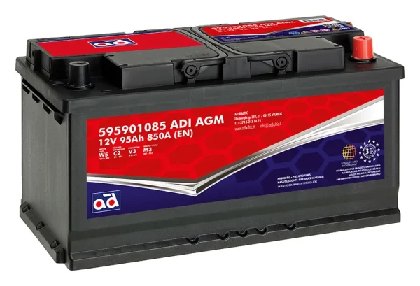 AD 595901085 95Ah 850A AGM -/+ akumuliatorius