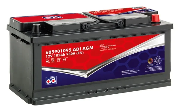 AD 605901095 105Ah 950A AGM -/+ akumuliatorius